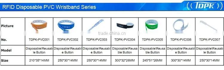 hospital one time use custom rfid pvc wristband