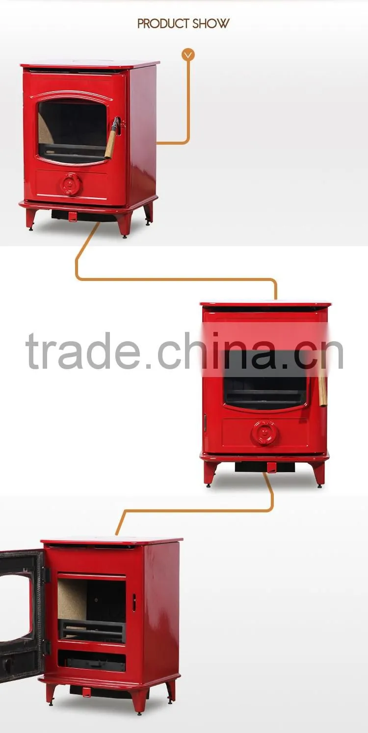 Factory Direct selling cast iron wood burning red enamel fireplace indoor freestanding HF905UAE