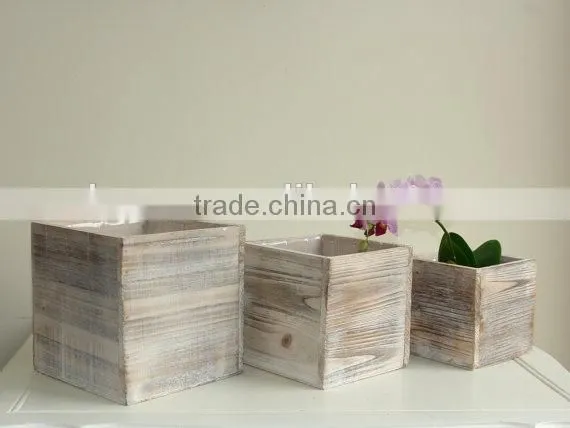 Rustic Little wooden plant Wooden Flower Holder Stand Pot