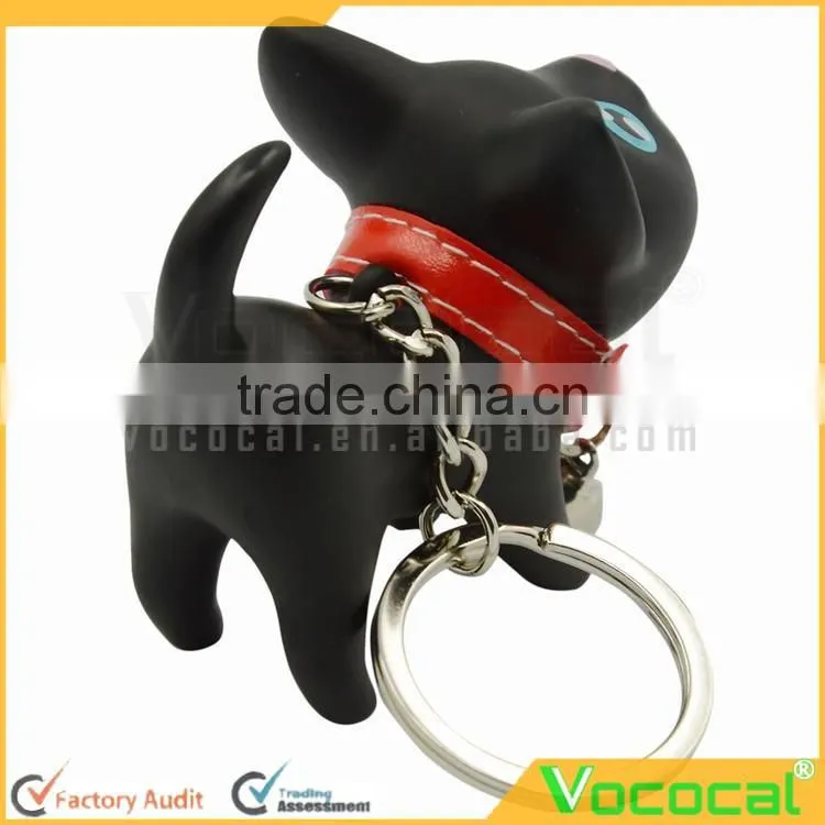 Vinyl Cat Doll Pendant Metal Stainless Steel Key Ring Keychain