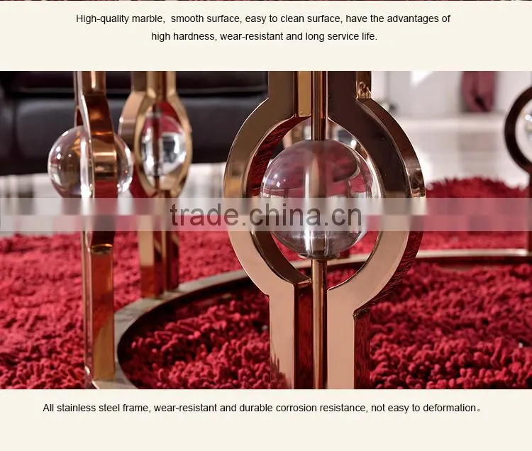 D366 Hot Sale Marble Top Round Gold Side Table