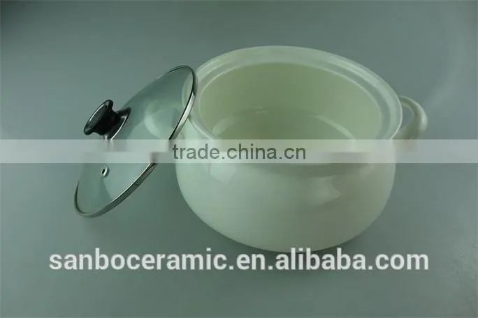 Cheap ivory white ceramic soup tureen with glass lid
