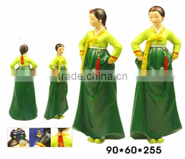 Custom south korean young girl resin traditional korean gifts