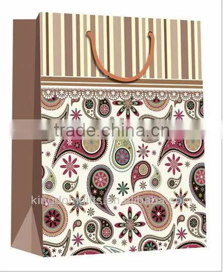 Pink Flowers Shopping Copper Plate Paper Bags