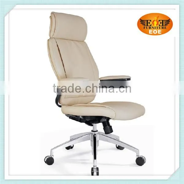 Mid back white leather modern swivel desk chair