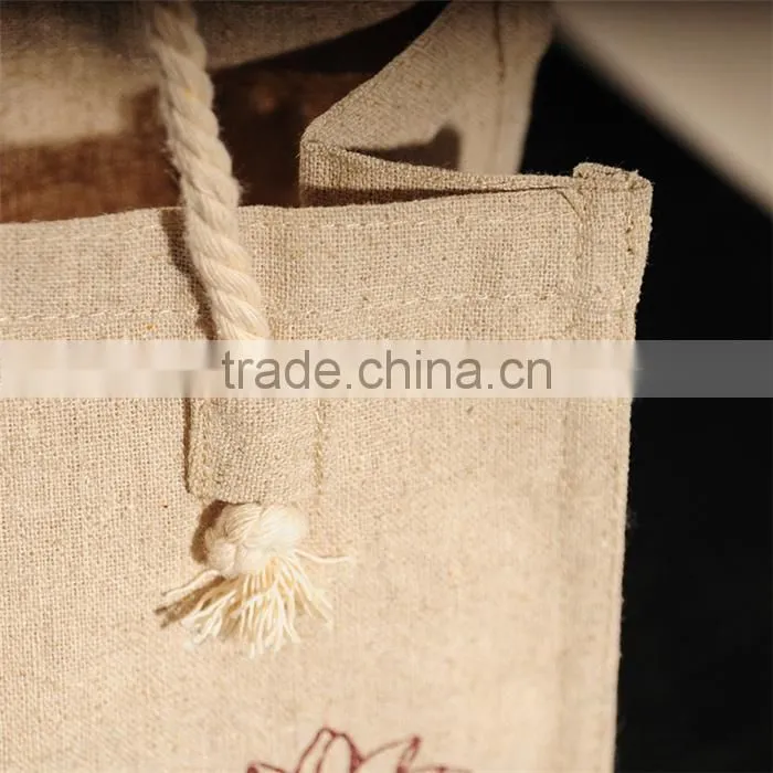 Fashion shopping nature jute tote bag with round handle