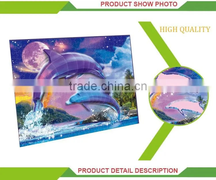 Children 3D dolphin toy diy paper board jigsaw puzzle frames