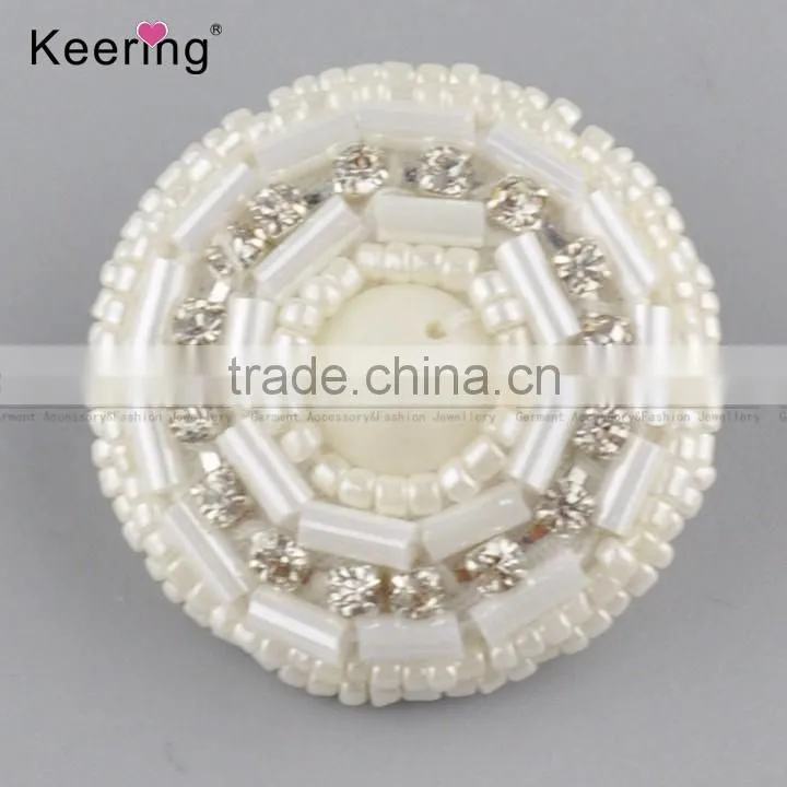 wholesale custom white beaded rhinestone buttons for clothing WBKA-294