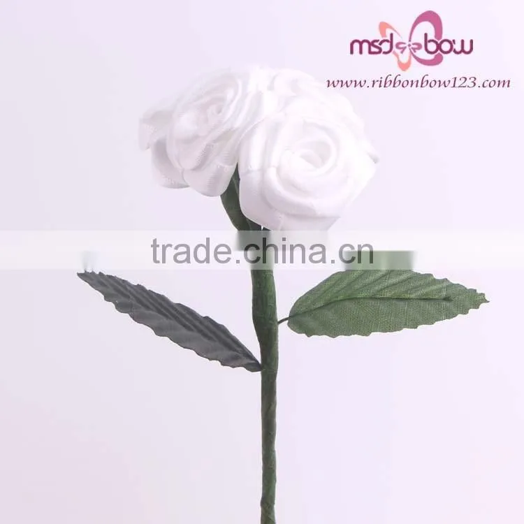 Wholesale artificial roses satin ribbon handmade flowers