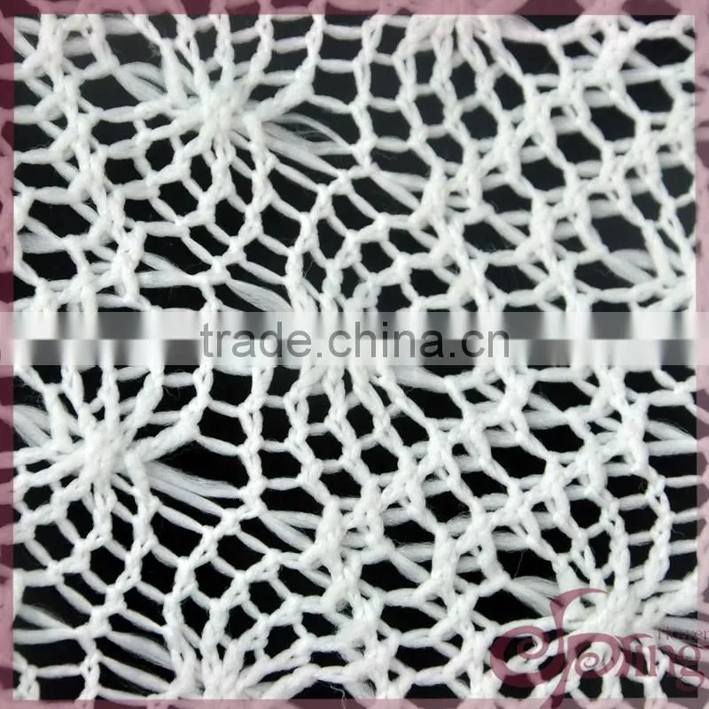 Elegant white waved crochet knitting fabric, fashion crocheted lace