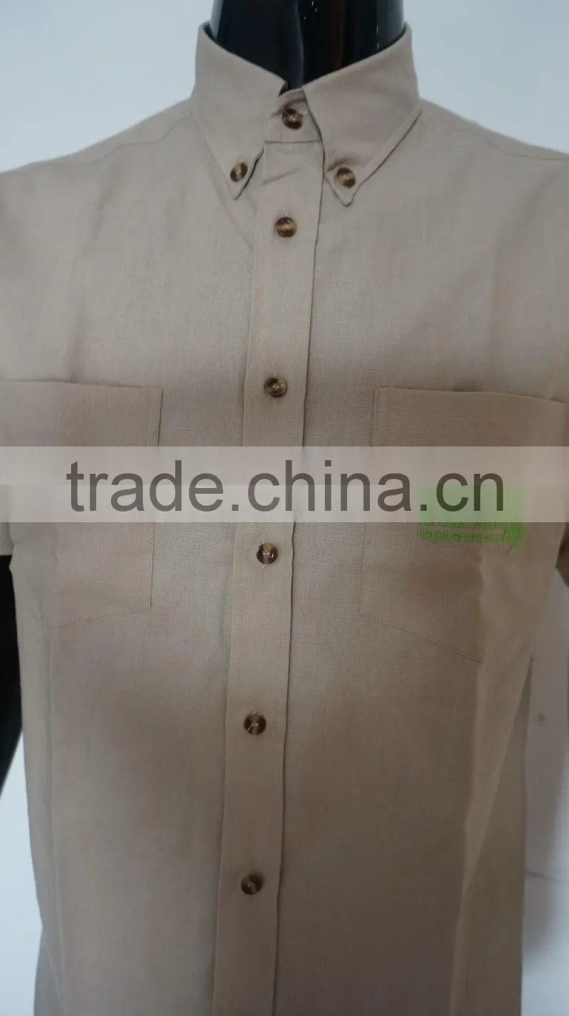 2017 OEM design cotton&linen men's short sleeve shirt