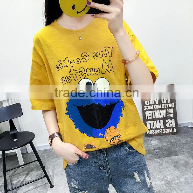 Women summer fashion customized letter print t shirt casual short sleeve t shirt
