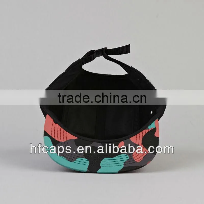 Wholesale black custom flat bill blank snapback hats 5 panel