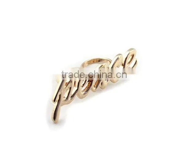 2015 hot sale silver color alloy letter rings for girls