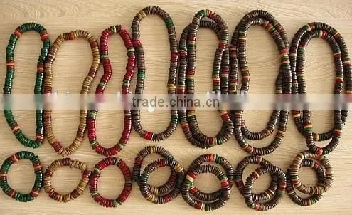hiphop wooden reggae rasta bracelets necklace jewelry coco wood bead bracelet necklace jewelry