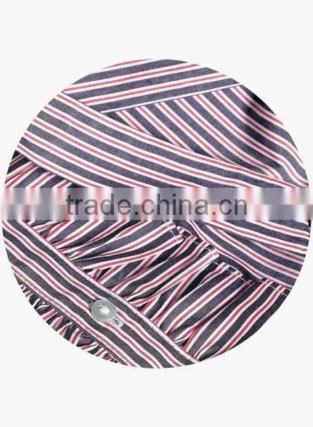 Wholesale 2017 Custom Ladies Fashion Frill Blouse Stripes Relaxed Ruffle Shirts