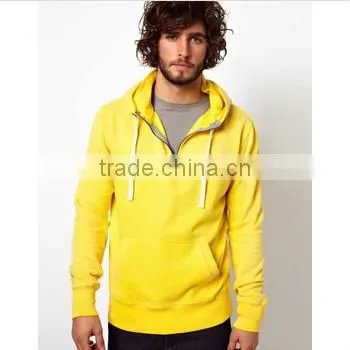 Super quality yellow blank bulk the fleece clothing with kangaroo pocket