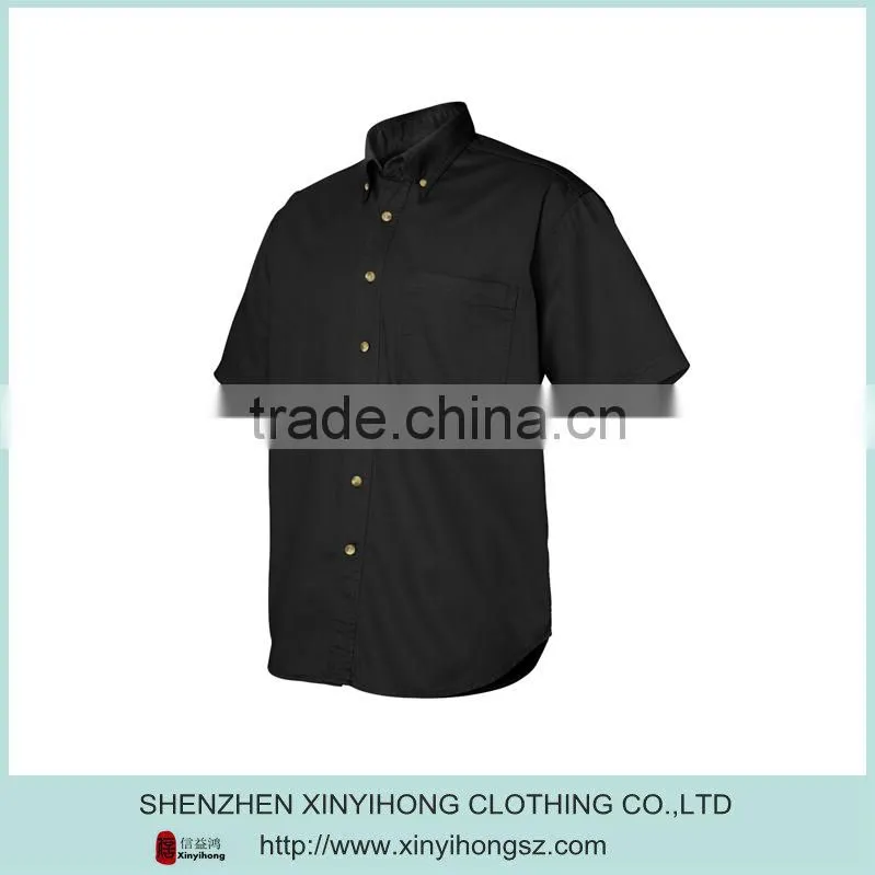 Classic Black Short Sleeve Cotton High Visibility Shirts Wholesale