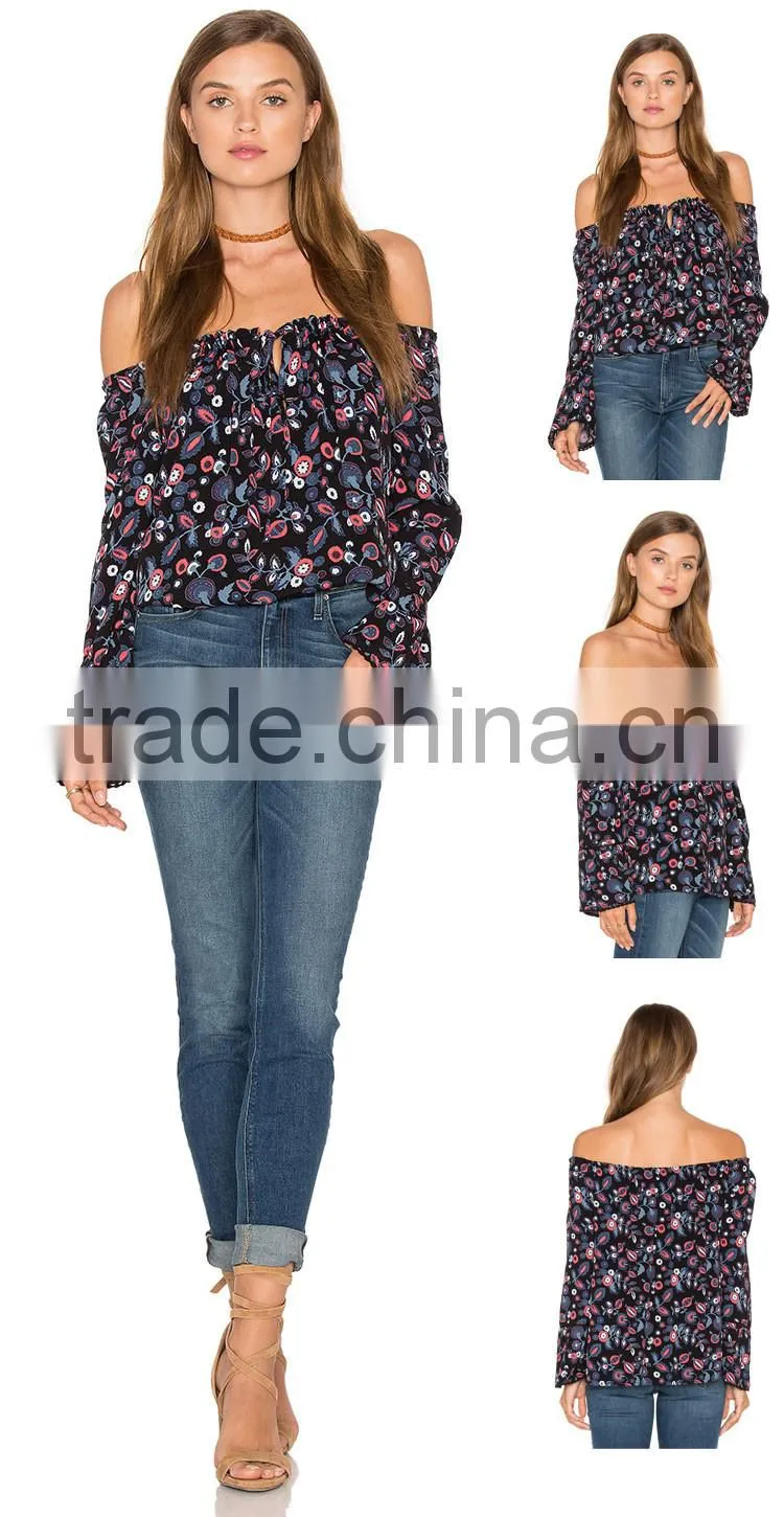 Ladies Elegant Silk New Blouse Models in Off Shoulder Style