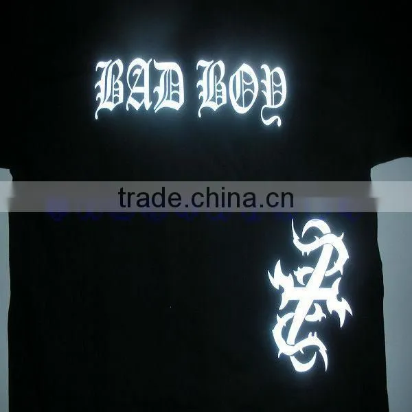 Cheap glow in the dark elastic film reflective logo for sportsuit