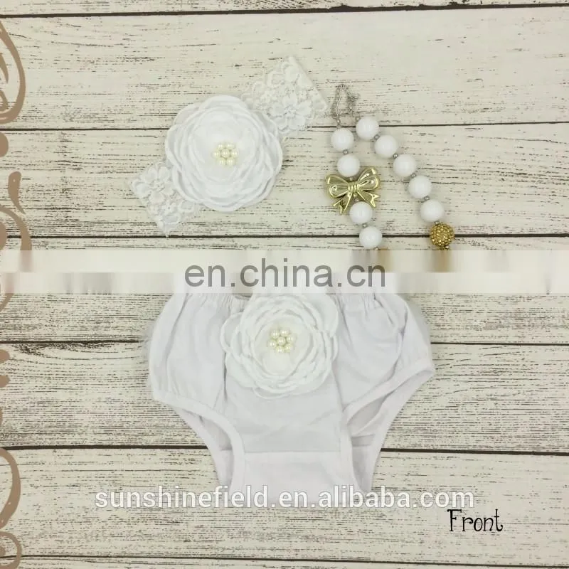 Baby Bloomers Matching Baby Headband and Chunky Necklace Baby Girl Diaper Covers