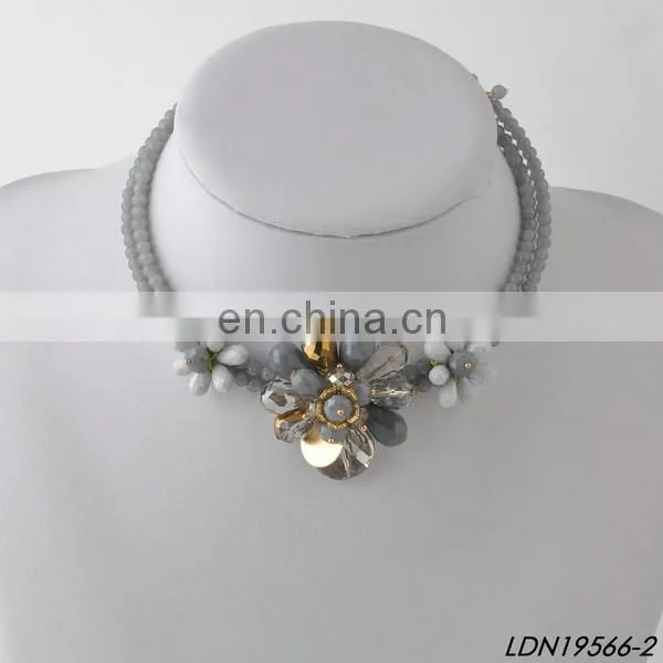 Beaded Choker Necklace with Flower