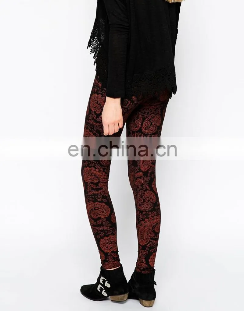 hot sale all over printed full length cotton/elastane women leggings