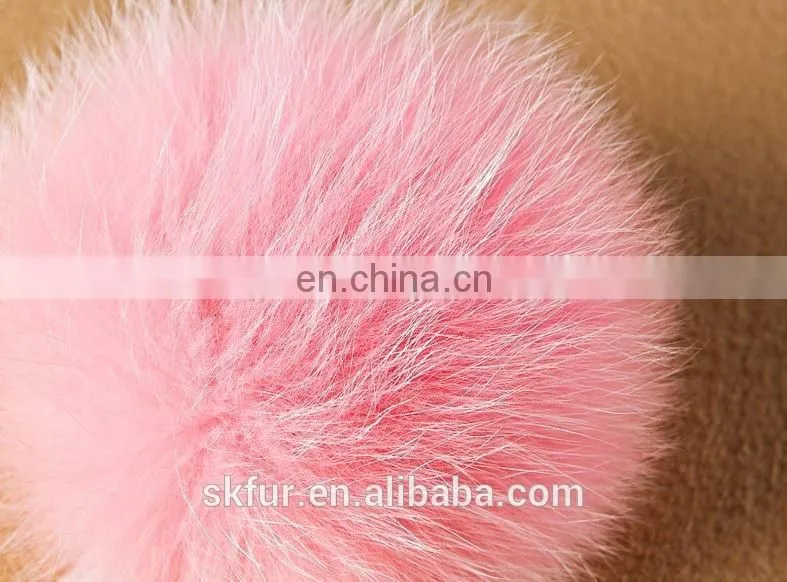 Factory wholesale high quality fox fur pom pom keychain/fox fur pompon keychain