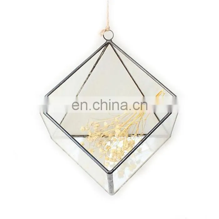 terrarium geometric glass terrarium wholesale rhombus with ring