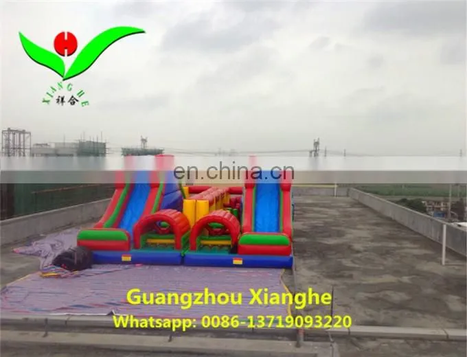Stock and promotion inflatable obstacle challeage bouncy castles inflatable 14X10X5m