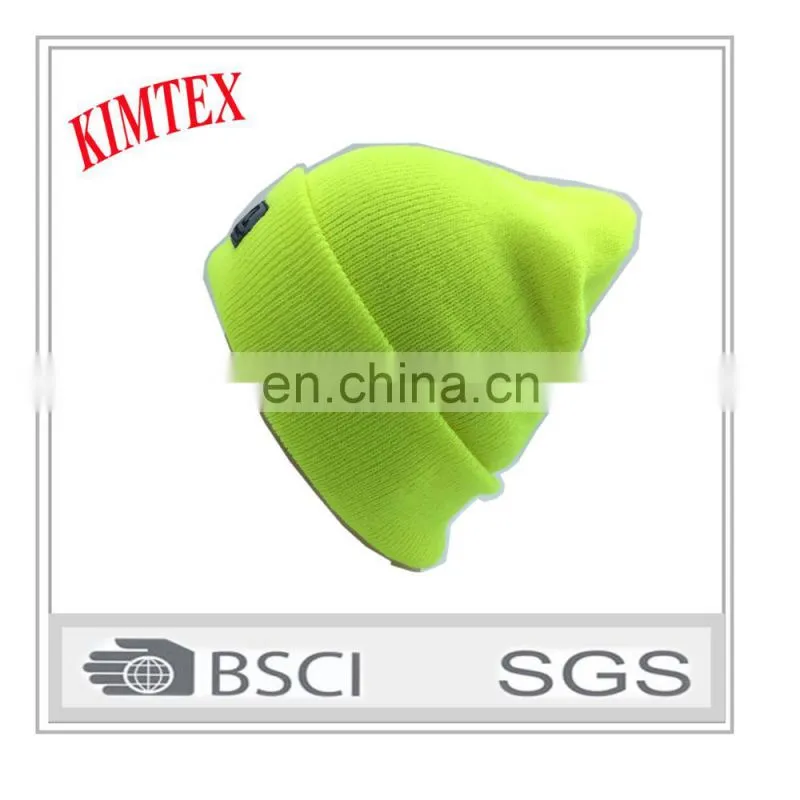 custom Yellow 3M Thermal Acrylic safety knitted winter hat