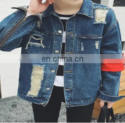 wholesale distressed denim jackets -Embroidered denim jacket