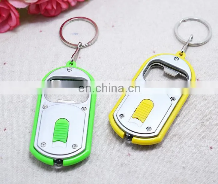 Souvenir Metal Keychain Bottle Opener With LED Light OEM Gift Flash light