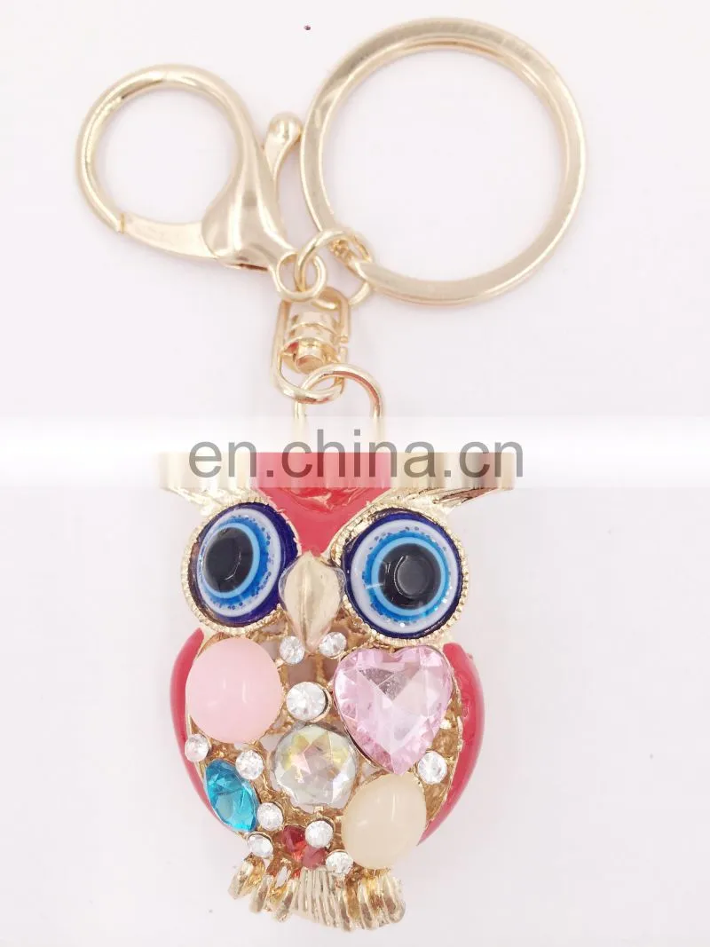 Owl Key Chains Crystal Eyes Rhinestone Key Chain Charm Purse Handbag Car Key Keyring Keychain