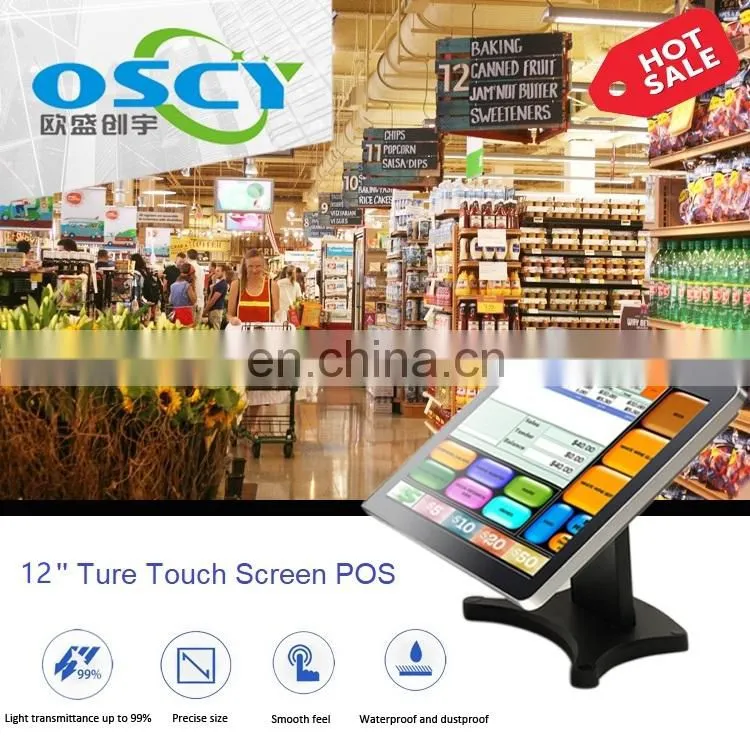 12 inch Ture Flat Screen All-In-One Pos Win10 System Terminal Computer Pc Capacitive Touch Screen