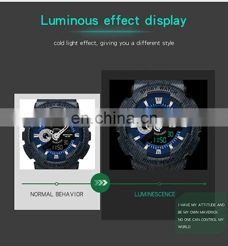 Sanda 299G 292L Leisure Sport Watches for Ladies and Men LED Luminous Waterproof Unique Functional Digital Watches Unisex