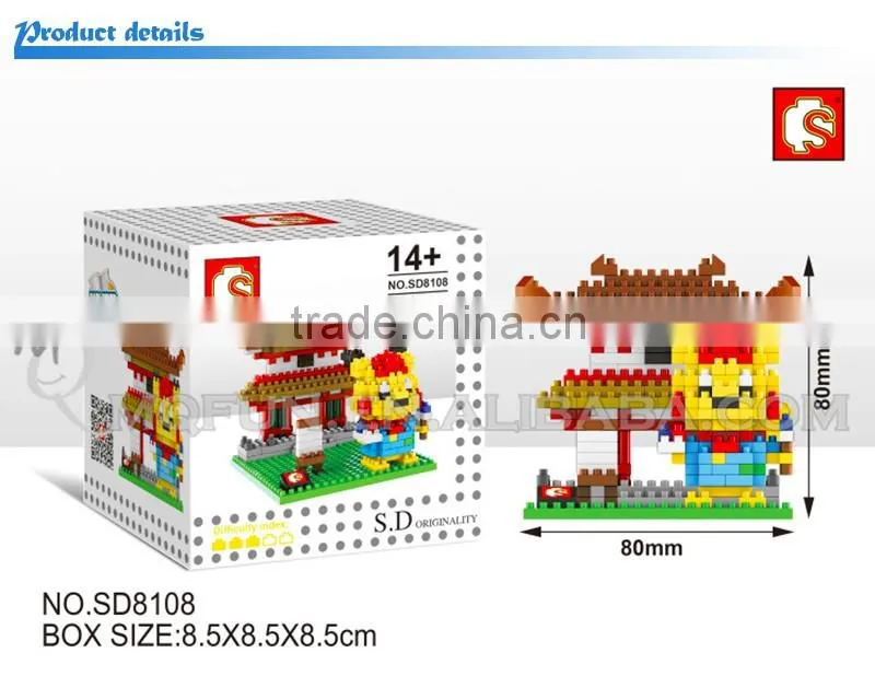 Mini Qute Sembo kawaii 6 styles amine pikachu diamond plastic building block model educational toy