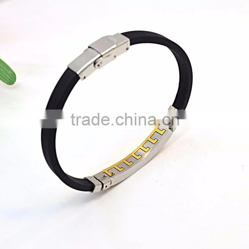 silicon magnetic bracelet black color stainless steel custom silicone bracelets