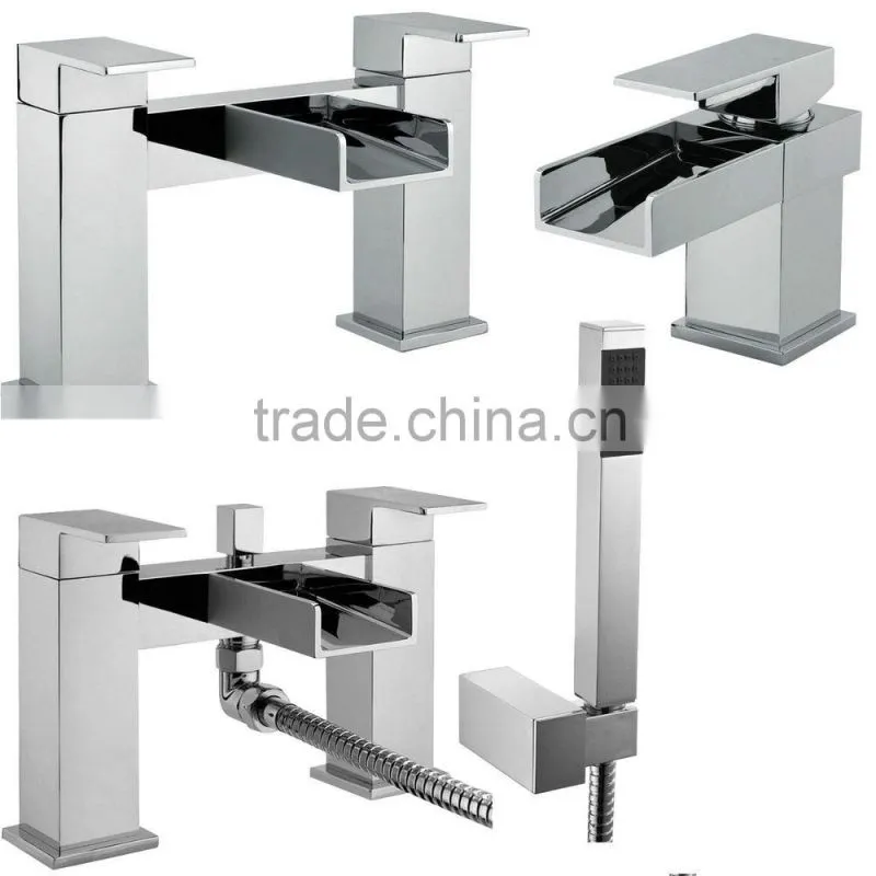 Waterfall Bathroom Basin Bathtub Faucet Freestanding Bath Filler Mixer Shower Mixer Taps