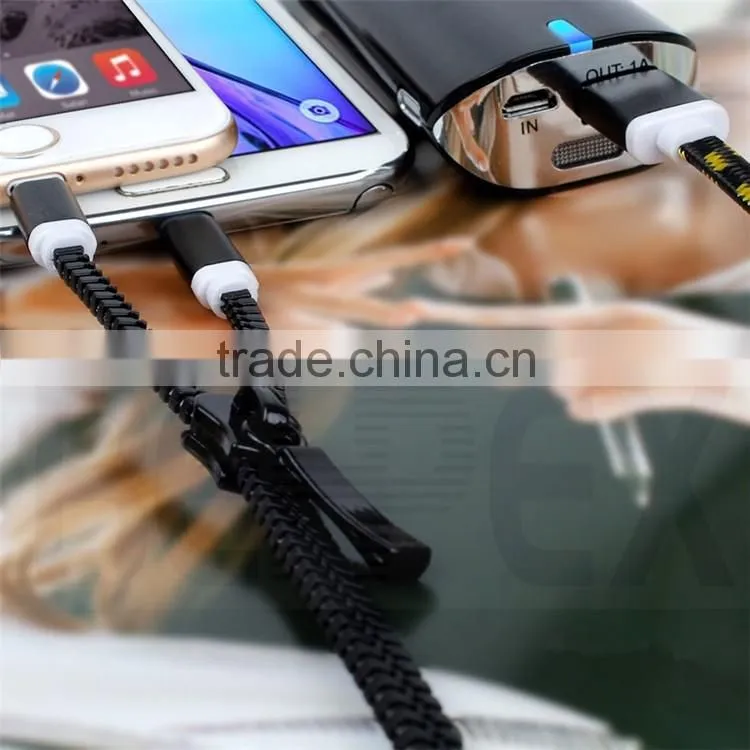 Colorful High Speed Flat Zipper 2 in 1 Data Micro USB Cable