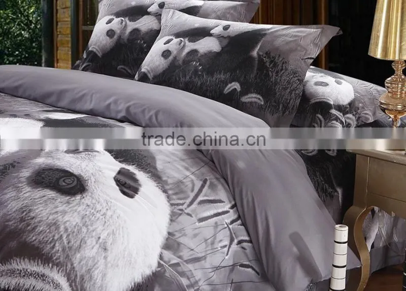 2016 fashion 3D panda 100% natural cotton bed cover set