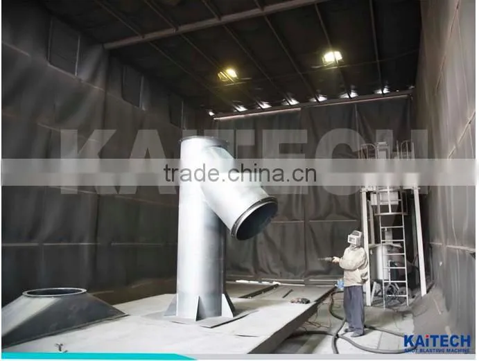 Automatic sand peening room with protable sand blasting tank