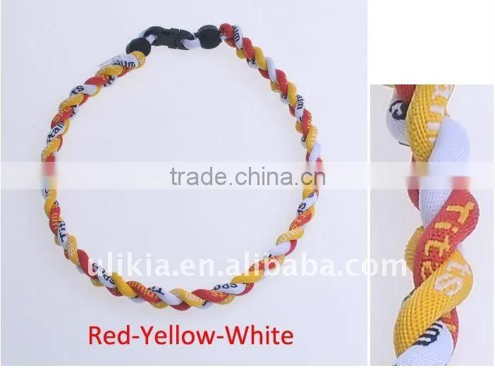 Germanium Titanium Baseball Sport Necklaces tri-braided 22''