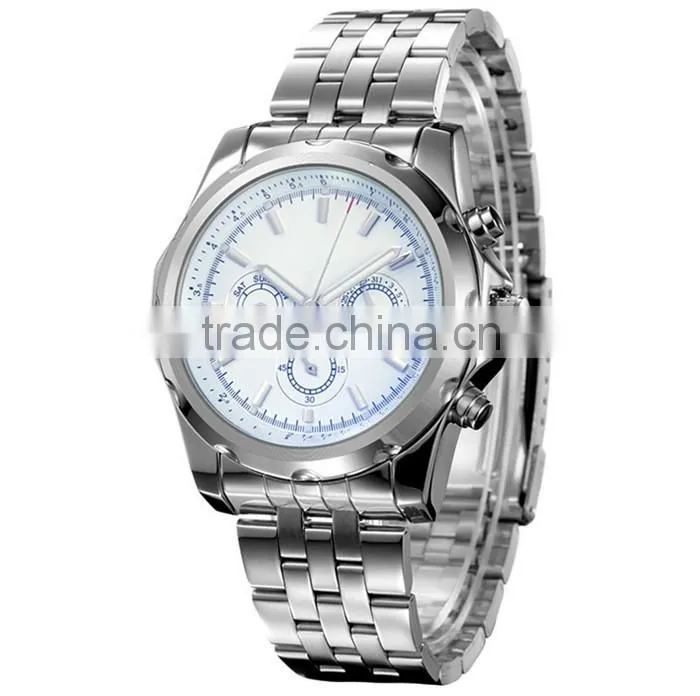 high quality chronograph men's watches, luxury stainless steel watch, water resistant Japan movement watch