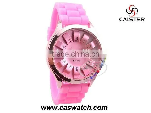 Trendy sunflower dial silicone watch, candy color 3D face jelly watch, girls boys hotfashion watch