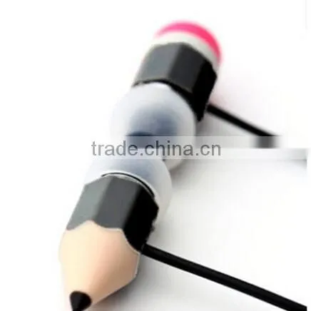 Stylish Pencil earphones Plastic Stereo In-ear earbuds for promotion