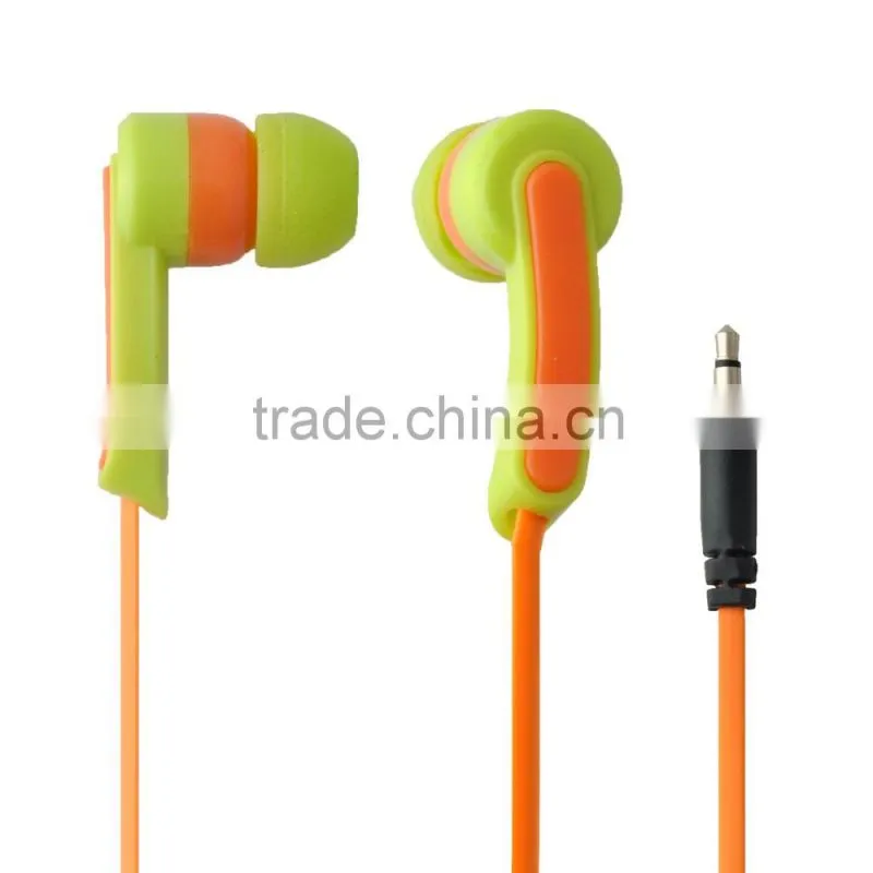 high quality popular flat cable earphone with mic for mobile, mp3/mp4
