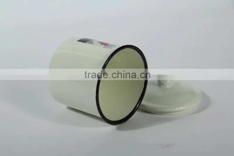 Enamel canister, enamel mug, drinking cup