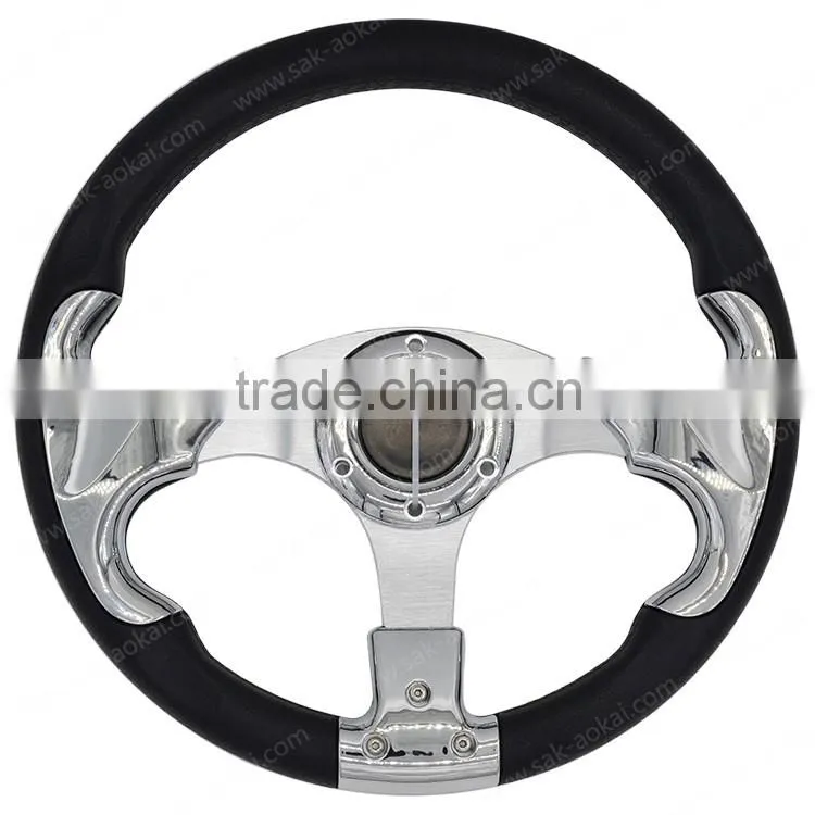 13 inch full chrome steering wheel mahogany steering wheel