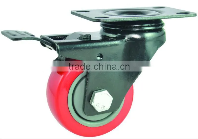 100mm red pu caster wheel,furniture castor,trolley wheels